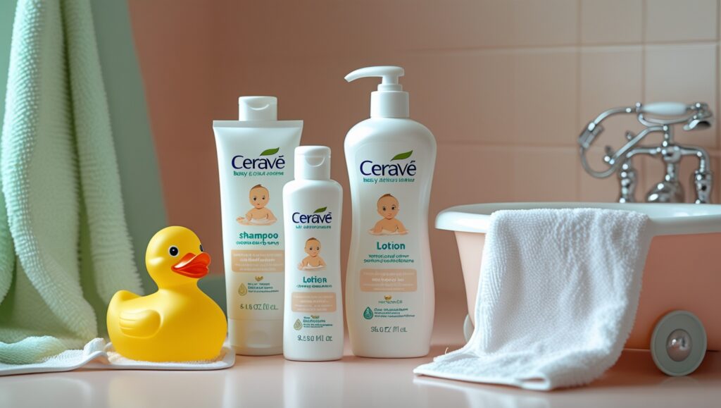 separate products for cleansing, moisturizing, and treatment
CeraVe Baby Bath Set - A Complete Skincare Solution for Your Baby